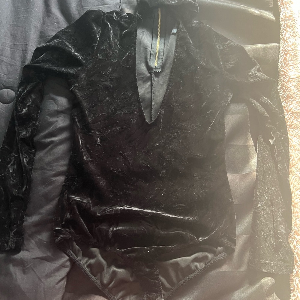 Black Velvet Long Sleeve Bodysuit